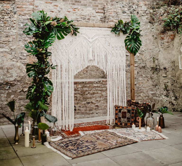 Tropical Brights Meets Seventies Macramé Inspiration Styled by Fringe & Fray | Greenery Floral | Macramé Wall Hangings | Boho Chic | Camilla Andrea Photography