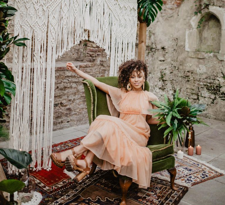 Tropical Brights Meets Seventies Macramé Inspiration Styled by Fringe & Fray | Greenery Floral | Macramé Wall Hangings | Boho Chic | Camilla Andrea Photography