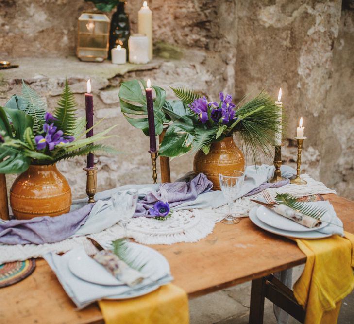 Tropical Brights Meets Seventies Macramé Inspiration Styled by Fringe & Fray | Greenery Floral | Macramé Wall Hangings | Boho Chic | Camilla Andrea Photography