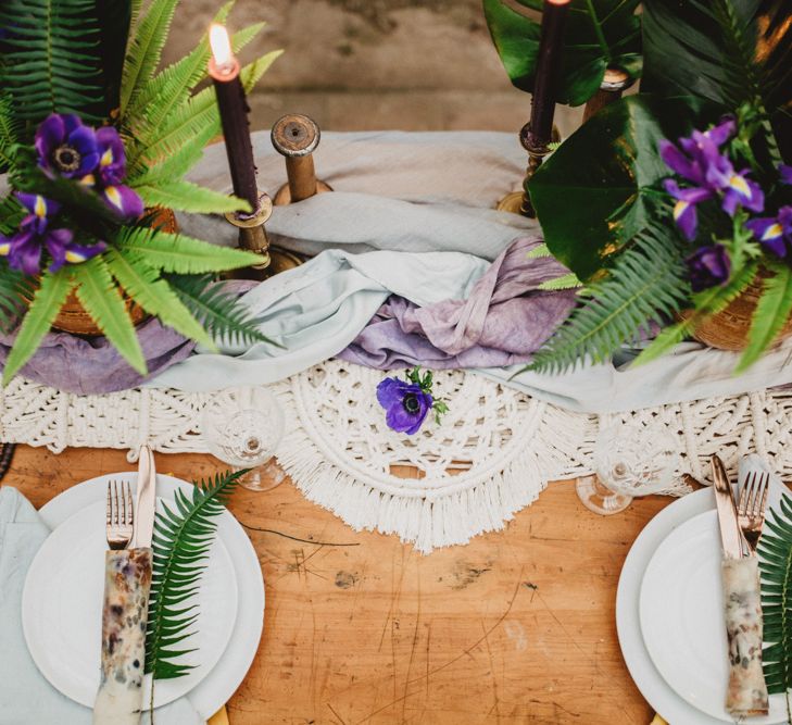 Tropical Brights Meets Seventies Macramé Inspiration Styled by Fringe & Fray | Greenery Floral | Macramé Wall Hangings | Boho Chic | Camilla Andrea Photography