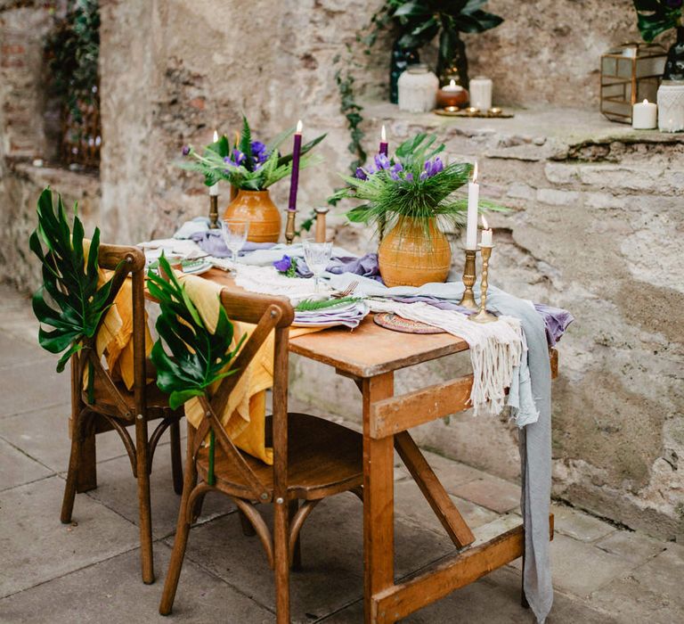 Tropical Brights Meets Seventies Macramé Inspiration Styled by Fringe & Fray | Greenery Floral | Macramé Wall Hangings | Boho Chic | Camilla Andrea Photography