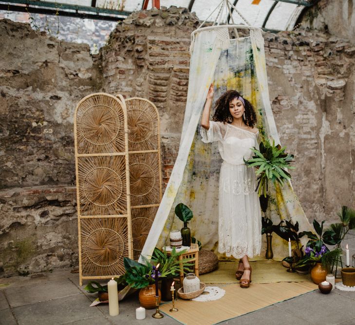 Tropical Brights Meets Seventies Macramé Inspiration Styled by Fringe & Fray | Greenery Floral | Macramé Wall Hangings | Boho Chic | Camilla Andrea Photography