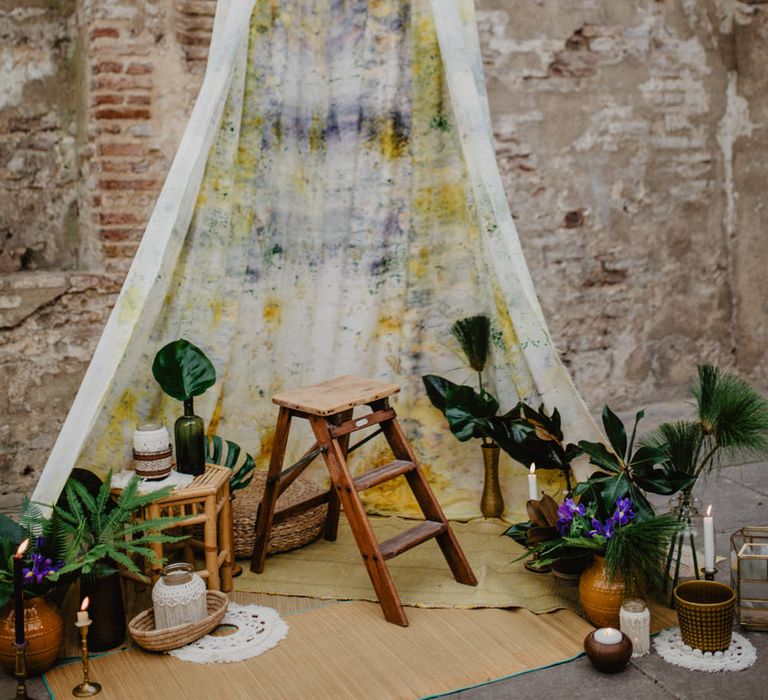 Tropical Brights Meets Seventies Macramé Inspiration Styled by Fringe & Fray | Greenery Floral | Macramé Wall Hangings | Boho Chic | Camilla Andrea Photography