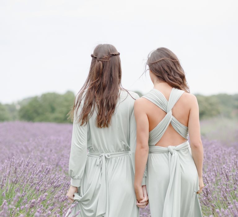 Sage green twobirds bridesmaid dress