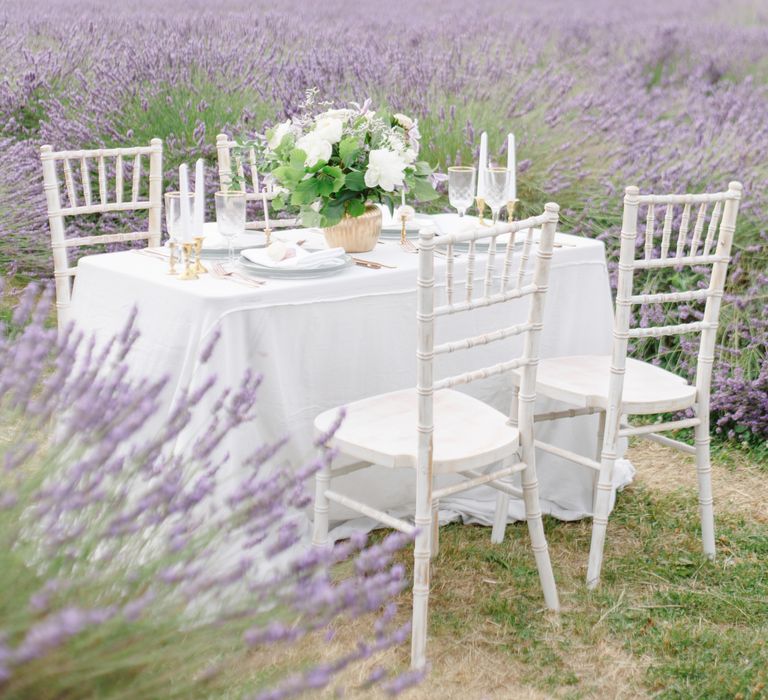 Wedding table in lavender fields