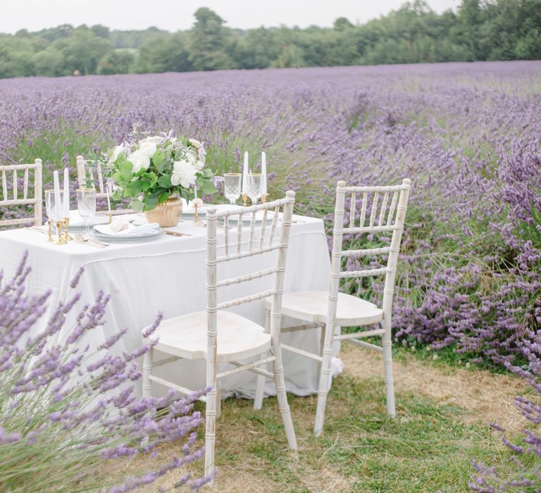 Wedding table in lavender fields