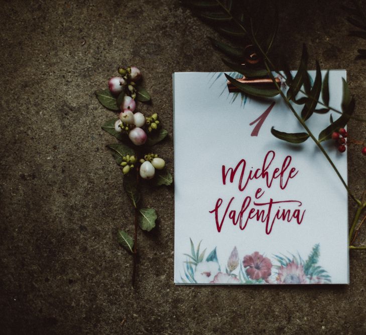 Wedding Stationery | Tropical Green & Fuchsia Pink Outdoor Wedding at Castellina de Miremont, Italy Planned & Styled by Come le Ciliegie Wedding & Events | Images by Effeanfotografie | Film by Headshot Weddings