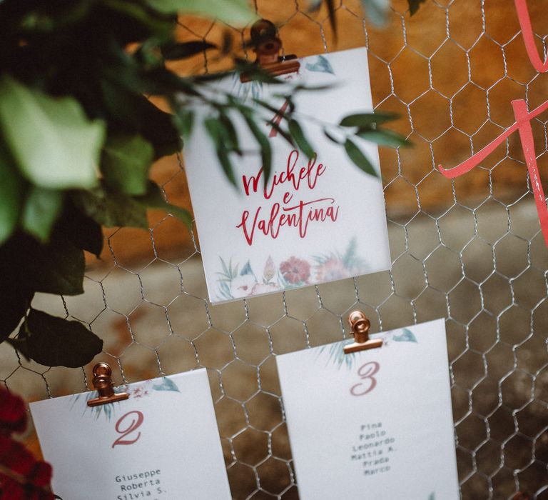 Table Plan | Tropical Green & Fuchsia Pink Outdoor Wedding at Castellina de Miremont, Italy Planned & Styled by Come le Ciliegie Wedding & Events | Images by Effeanfotografie | Film by Headshot Weddings