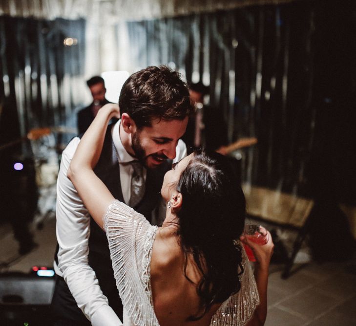 Bride in Jenny Packham Dolly Bridal Gown | Groom in Four Stroke Suit | Tropical Green & Fuchsia Pink Outdoor Wedding at Castellina de Miremont, Italy Planned & Styled by Come le Ciliegie Wedding & Events | Images by Effeanfotografie | Film by Headshot Weddings