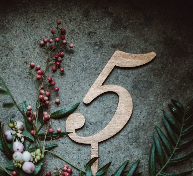 Wooden Table Number | Tropical Green & Fuchsia Pink Outdoor Wedding at Castellina de Miremont, Italy Planned & Styled by Come le Ciliegie Wedding & Events | Images by Effeanfotografie | Film by Headshot Weddings