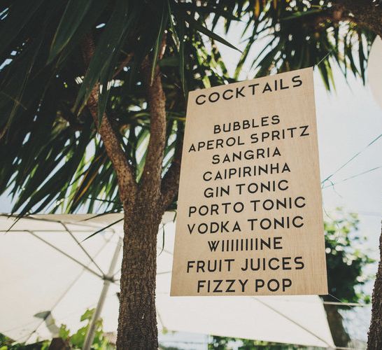 Drinks Sign For Wedding