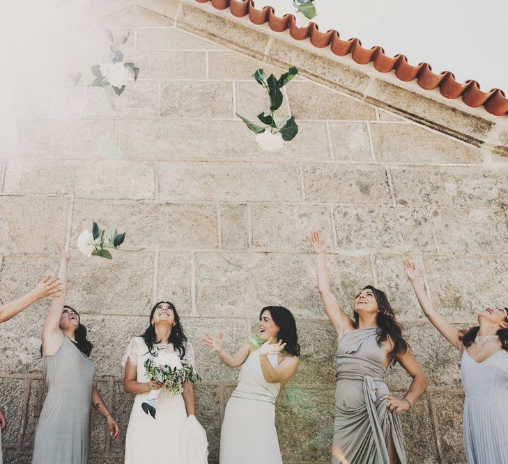 Bridesmaids In Dovetail Grey Dresses