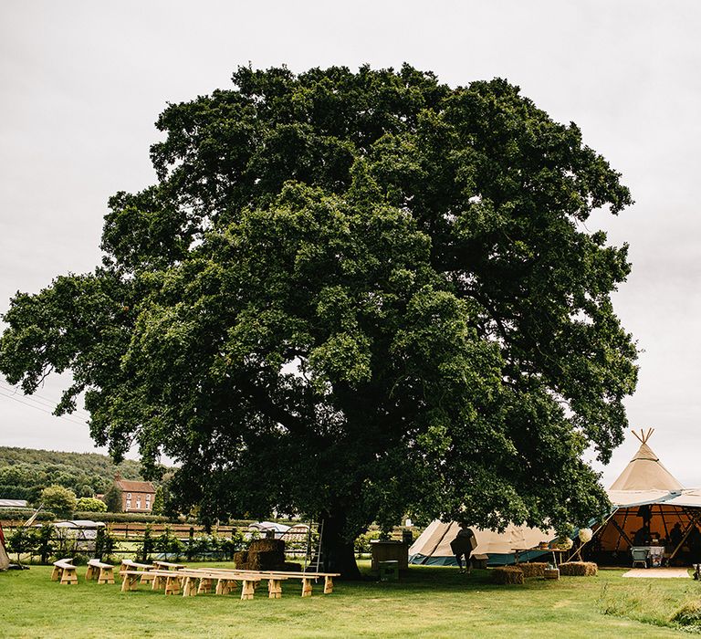 Festival Wedding In A Tipi With An Outdoor Wedding Ceremony