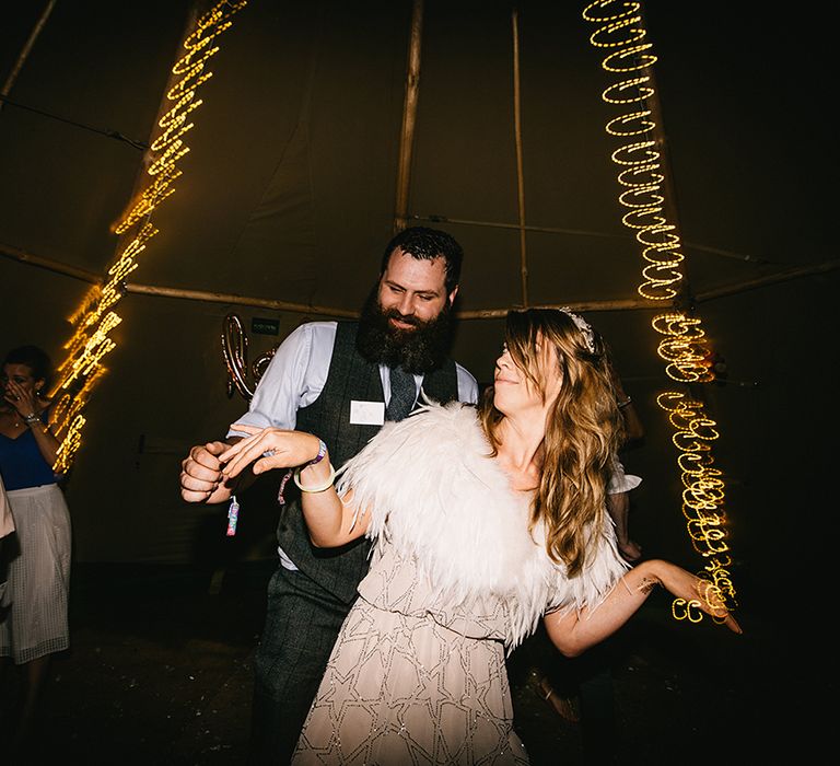 Festival Wedding In A Tipi With An Outdoor Wedding Ceremony