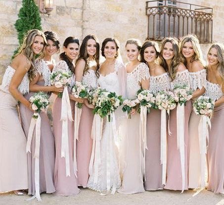 Dusky Pink & Purple Mismatched Bridesmaids Dresses