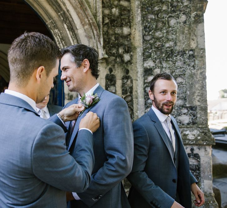 Groom & Groomsmen In Grey Suits By Moss