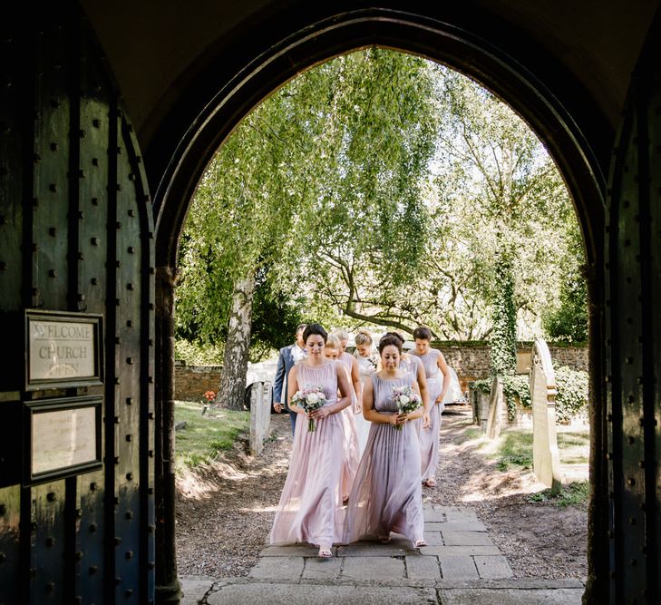 Bridesmaids In Pink & Purple Dresses From Debenhams