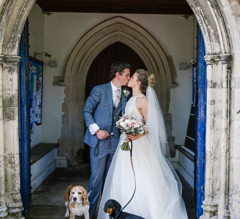 Bride & Groom With Dogs