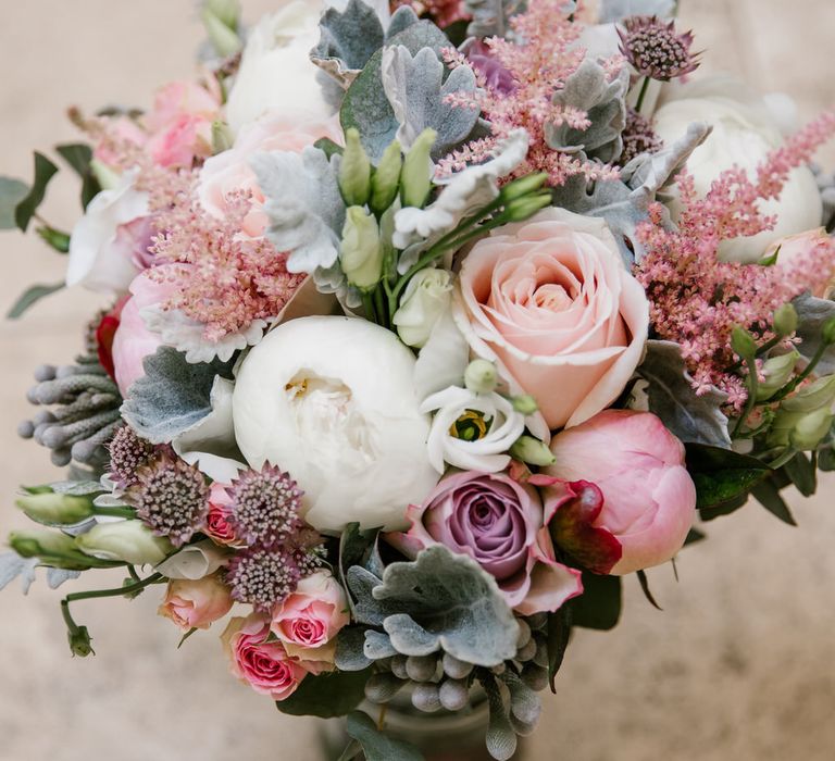 Peony Wedding Bouquet With Pink Astilbe