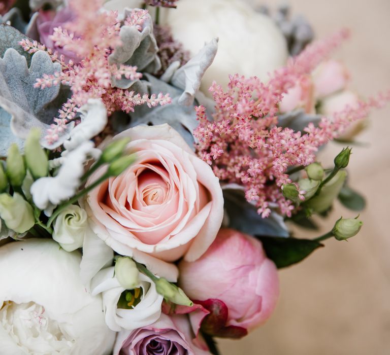 Peony Wedding Bouquet With Pink Astilbe