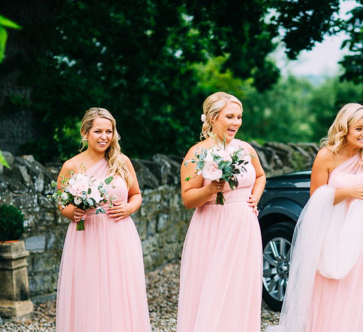 Pink For Her and For Him Bridesmaid Dresses