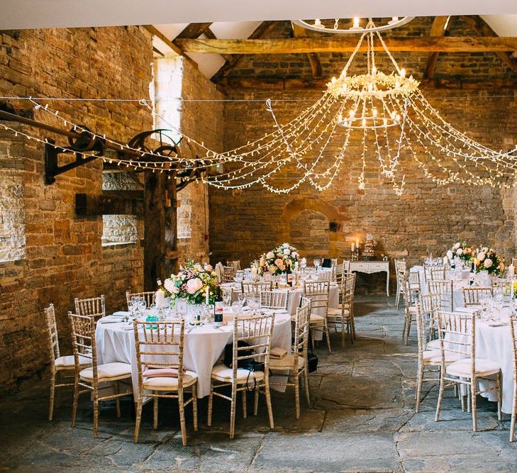 Fairy Light Canopy Rustic Barn Wedding Venue