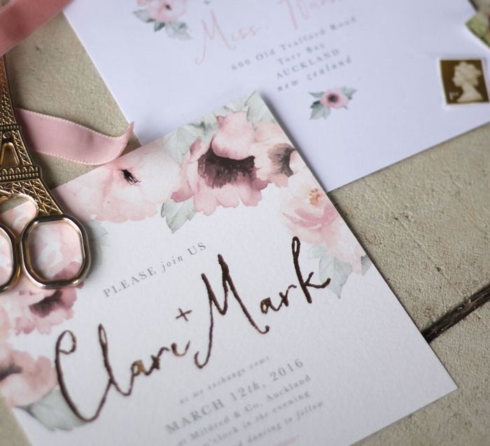 Pink Floral Wedding Stationery