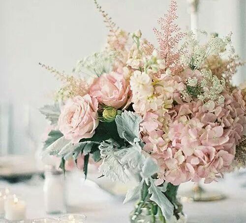 Pink Rose & Hydrangea Wedding Flowers