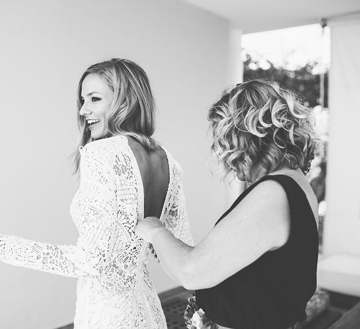 Getting Ready | Bride in Yolan Cris Lace Wedding Dress | Sara Frost Photography | AMS Love in Video