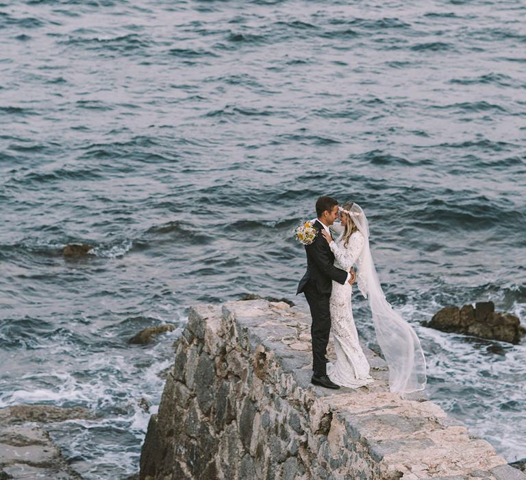 Bride in Yolan Cris Lace Wedding Dress | Groom in Corvus Barcelona Suit | Sara Frost Photography | AMS Love in Video