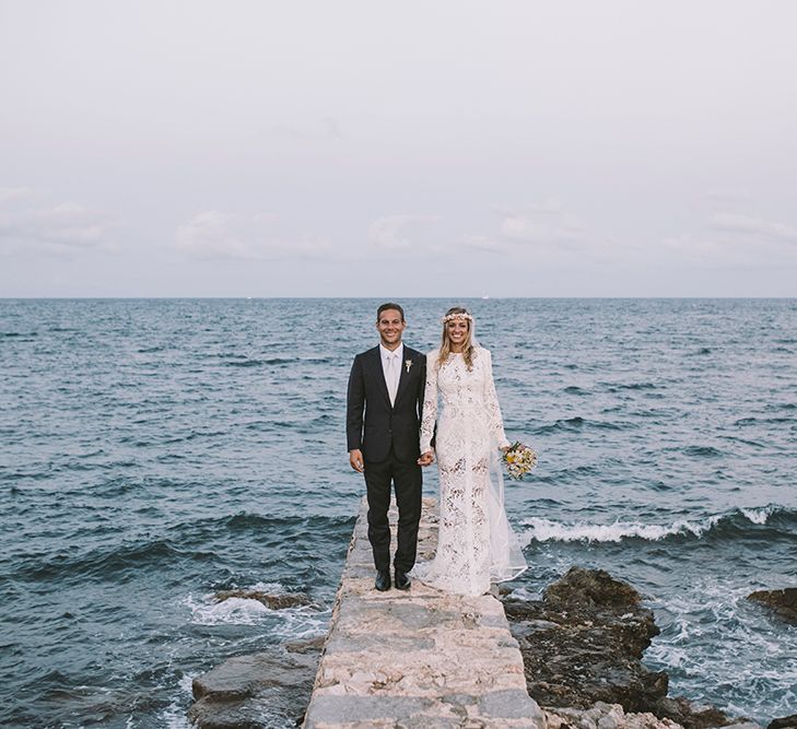 Bride in Yolan Cris Lace Wedding Dress | Groom in Corvus Barcelona Suit | Sara Frost Photography | AMS Love in Video