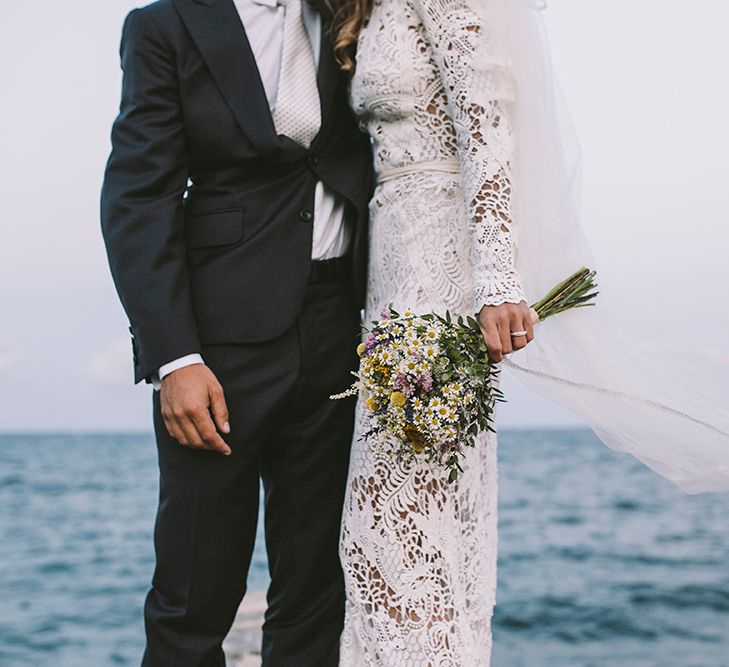 Bride in Yolan Cris Lace Wedding Dress | Groom in Corvus Barcelona Suit | Sara Frost Photography | AMS Love in Video