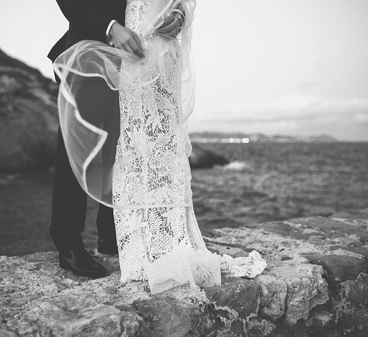 Bride in Yolan Cris Lace Wedding Dress | Groom in Corvus Barcelona Suit | Sara Frost Photography | AMS Love in Video