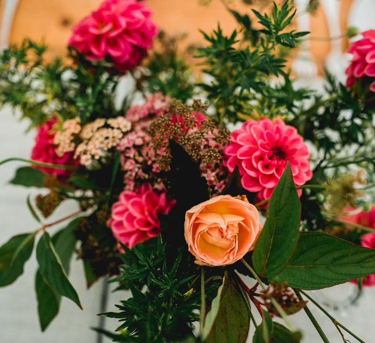 Seasonal Wedding Flowers By The Garden Gate Flower Company // Floral Lined Marquee For Wedding // Embellished Jenny Packham Gown Marquee Wedding At Coombeshead Farm Cornwall The Garden Gate Flower Co Planning Jenny Wren Events Images Barney Walters Photography