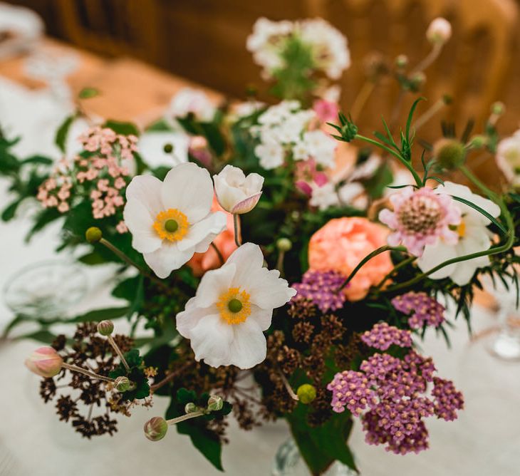 Seasonal Wedding Flowers By The Garden Gate Flower Company // Floral Lined Marquee For Wedding // Embellished Jenny Packham Gown Marquee Wedding At Coombeshead Farm Cornwall The Garden Gate Flower Co Planning Jenny Wren Events Images Barney Walters Photography