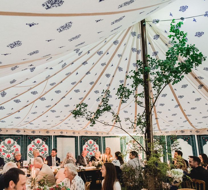 Floral Lined Marquee // Embellished Jenny Packham Gown Marquee Wedding At Coombeshead Farm Cornwall The Garden Gate Flower Co Planning Jenny Wren Events Images Barney Walters Photography