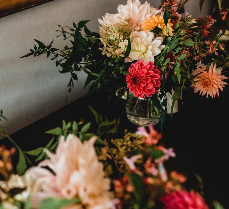 Seasonal Wedding Flowers Grown In The UK // Tree Copse Wedding Ceremony // Farm Wedding Venue Cornwall // Embellished Jenny Packham Gown Marquee Wedding At Coombeshead Farm Cornwall The Garden Gate Flower Co Planning Jenny Wren Events Images Barney Walters Photography