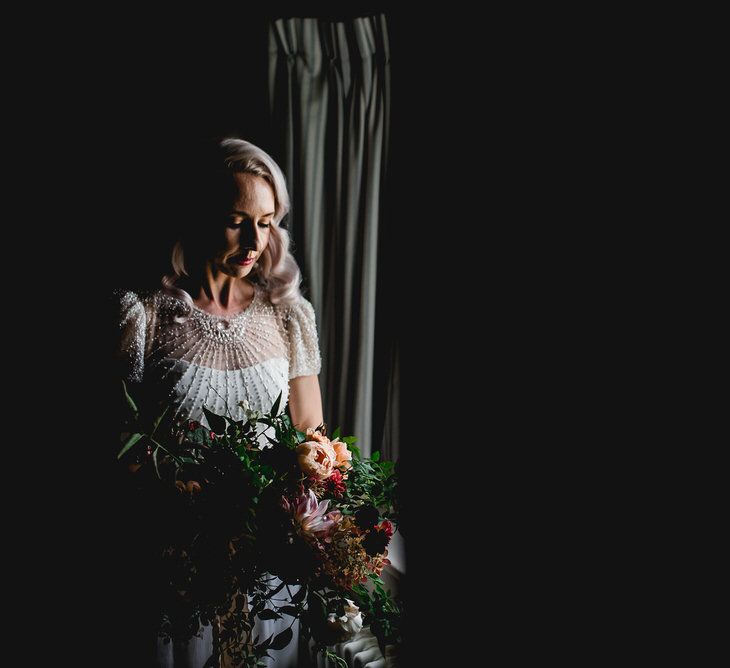 Embellished Jenny Packham Gown Marquee Wedding At Coombeshead Farm Cornwall The Garden Gate Flower Co Planning Jenny Wren Events Images Barney Walters Photography