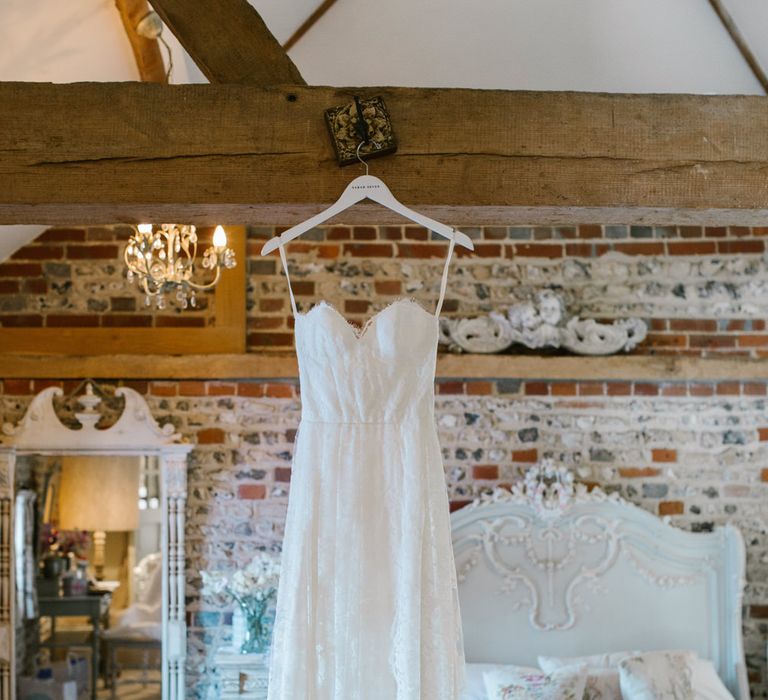 Sarah Seven Bridal Gown | DIY Wedding at Upwaltham Barns with Bright Flowers | Danielle Victoria Photography