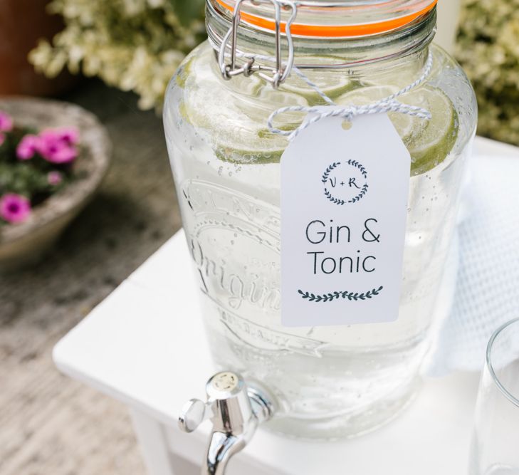 Drinks Dispenser | Pimp Your Drink Station | DIY Wedding at Upwaltham Barns with Bright Flowers | Danielle Victoria Photography