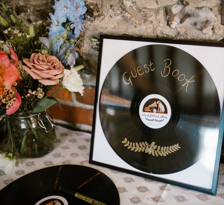 Record Guest Book | DIY Wedding at Upwaltham Barns with Bright Flowers | Danielle Victoria Photography