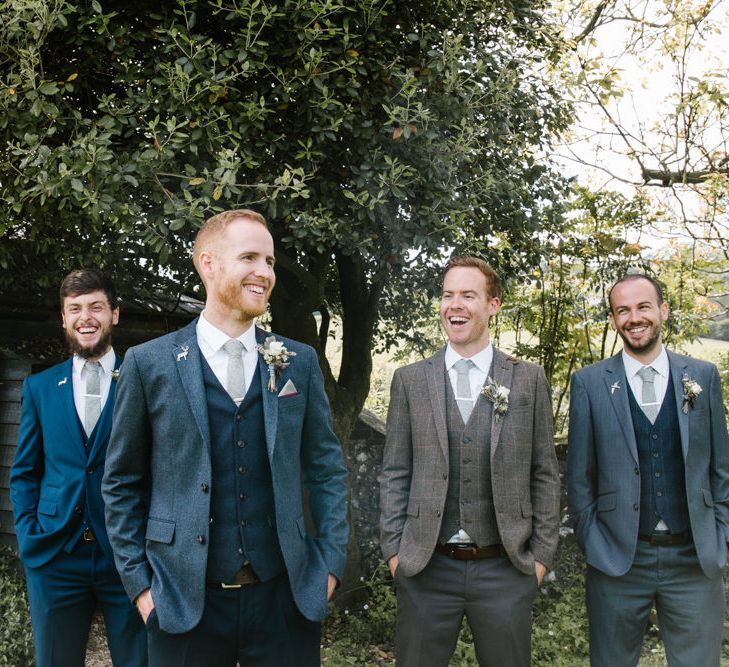 Groomsmen | Ted Baker & Next Fashion | DIY Wedding at Upwaltham Barns with Bright Flowers | Danielle Victoria Photography