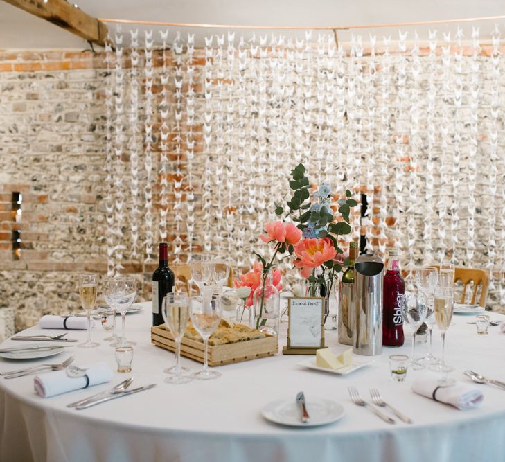 Origami Paper Crane Backdrop | DIY Wedding at Upwaltham Barns with Bright Flowers | Danielle Victoria Photography