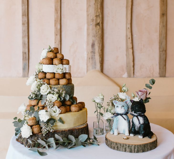 Pork Pie Tower Wedding Cake | DIY Wedding at Upwaltham Barns with Bright Flowers | Danielle Victoria Photography