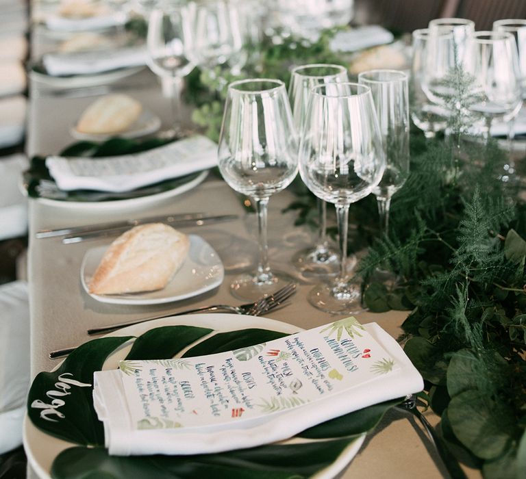 Elegant Table Setting With Foliage