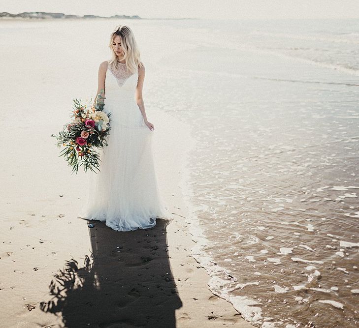 Beach Bridal Look Book Shoot At Camber Sands For White Mischief Bridal With Jenny Packham, Augusta Jones & Jesus Peiro | Images By Jason Williams Photography