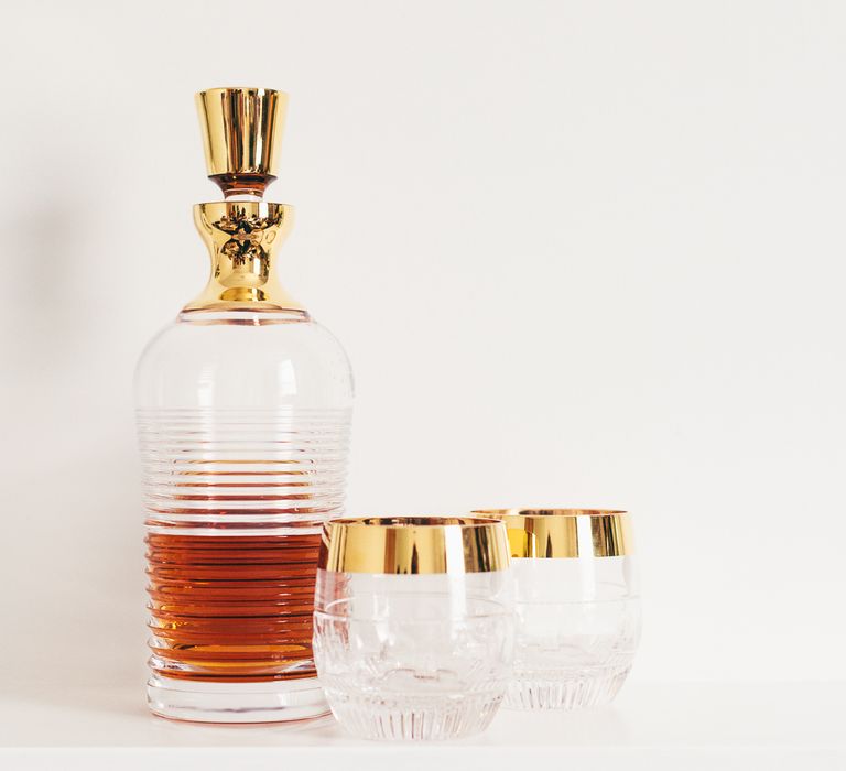 Crystal Decanter with Gold Detail