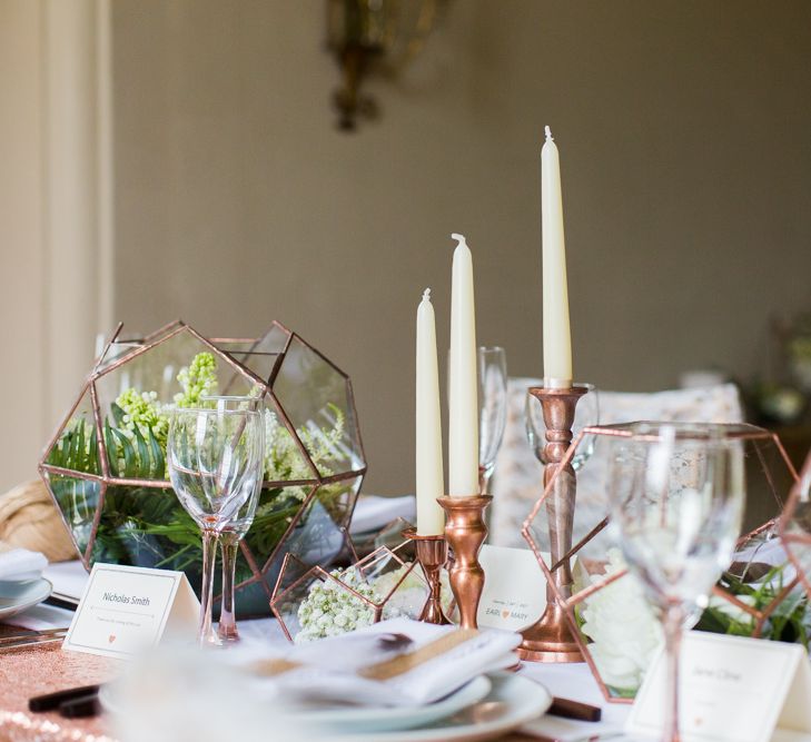 Wedding Table Scape with Copper Accents