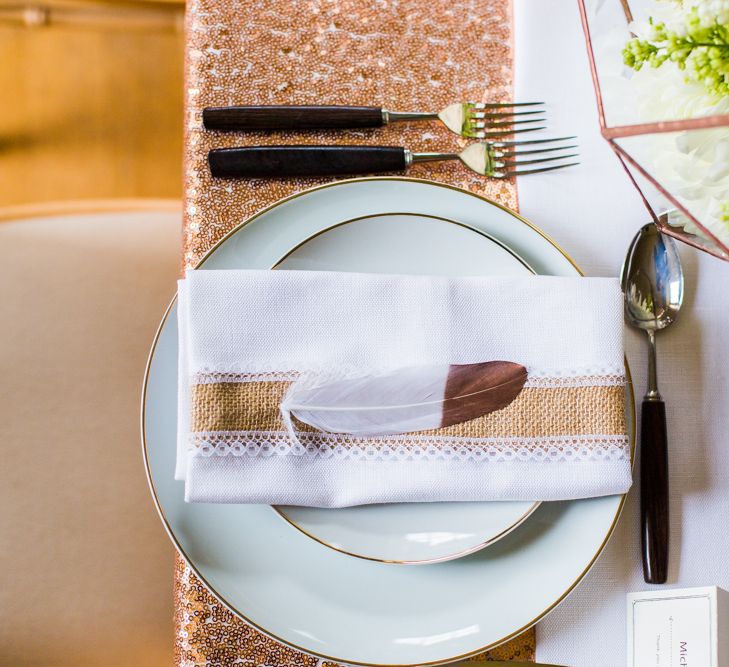 Wedding Table Scape with Copper Accents