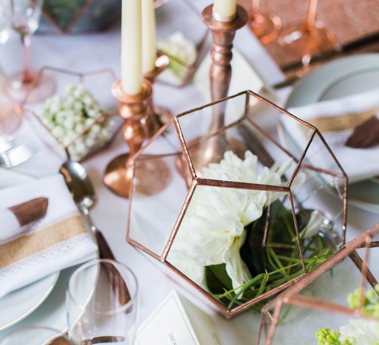 Wedding Table Scape with Copper Accents